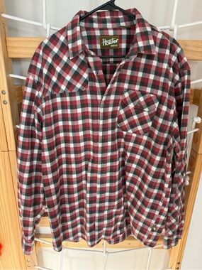 Howler Brothers Men’s Red, Black & White Plaid Button-Down Shirt